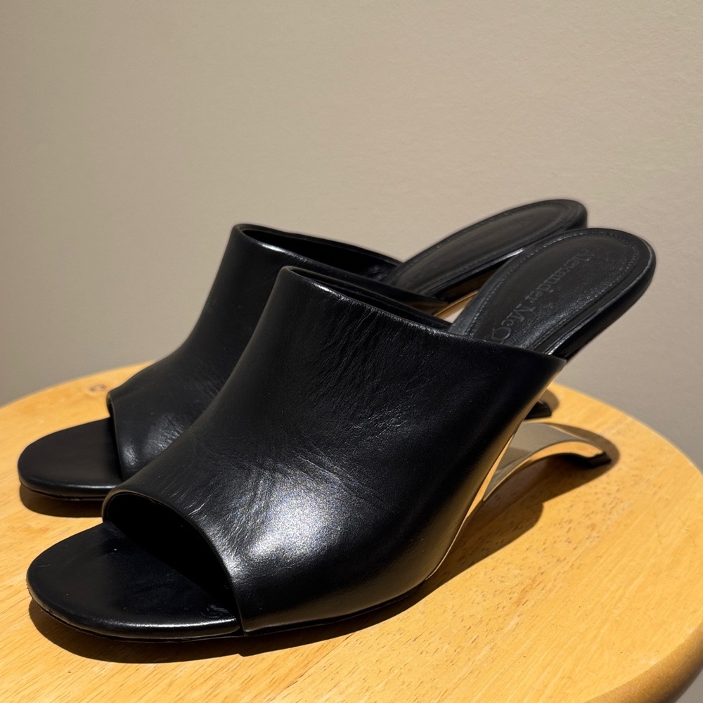 Alexander McQueen Leather Mule Chrome Backless